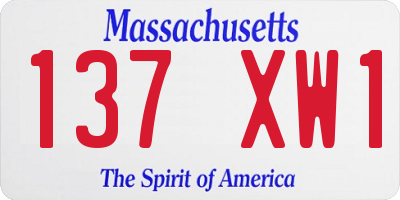 MA license plate 137XW1