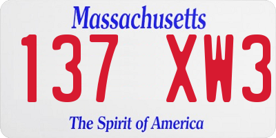 MA license plate 137XW3