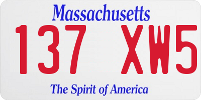 MA license plate 137XW5