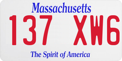 MA license plate 137XW6
