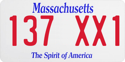 MA license plate 137XX1