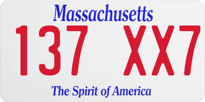 MA license plate 137XX7