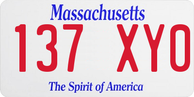 MA license plate 137XY0
