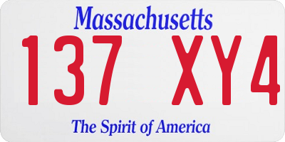 MA license plate 137XY4