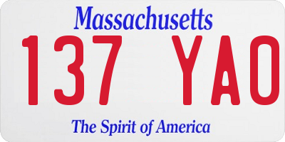 MA license plate 137YA0