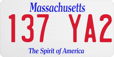 MA license plate 137YA2