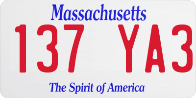 MA license plate 137YA3