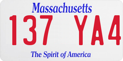 MA license plate 137YA4