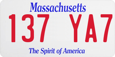 MA license plate 137YA7