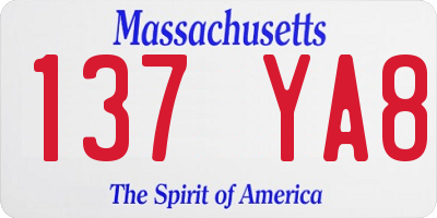 MA license plate 137YA8