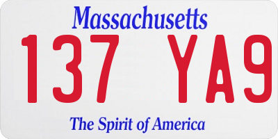 MA license plate 137YA9