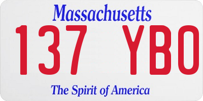 MA license plate 137YB0