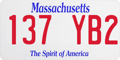 MA license plate 137YB2