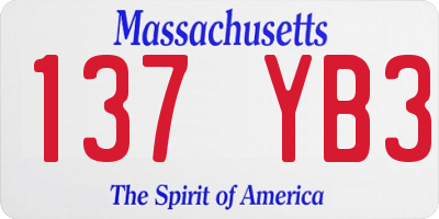 MA license plate 137YB3