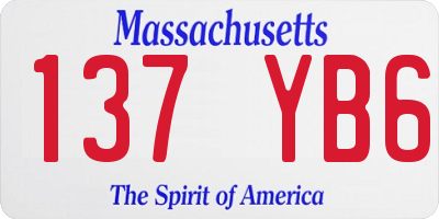 MA license plate 137YB6