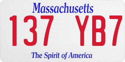 MA license plate 137YB7