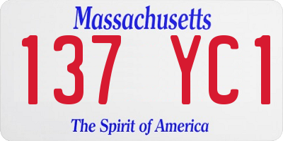 MA license plate 137YC1
