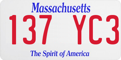 MA license plate 137YC3
