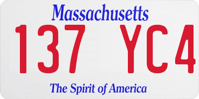MA license plate 137YC4