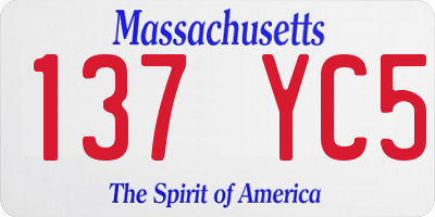 MA license plate 137YC5