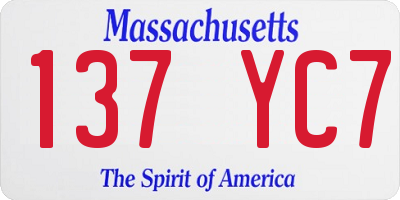 MA license plate 137YC7