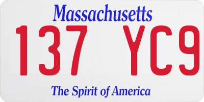 MA license plate 137YC9