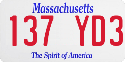 MA license plate 137YD3