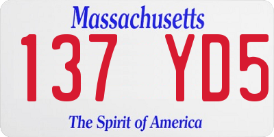 MA license plate 137YD5