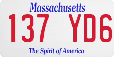 MA license plate 137YD6