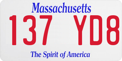 MA license plate 137YD8