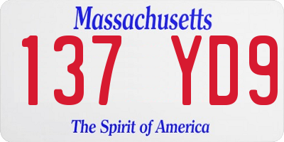 MA license plate 137YD9