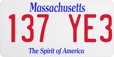 MA license plate 137YE3