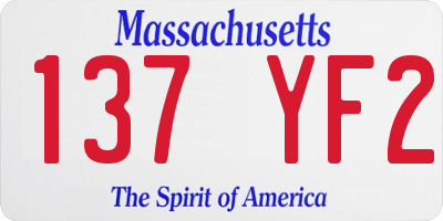 MA license plate 137YF2