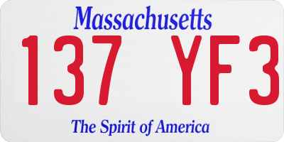 MA license plate 137YF3