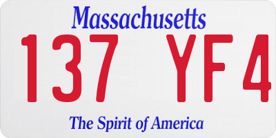 MA license plate 137YF4