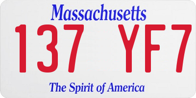 MA license plate 137YF7