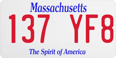 MA license plate 137YF8