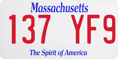 MA license plate 137YF9