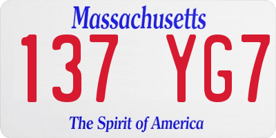 MA license plate 137YG7