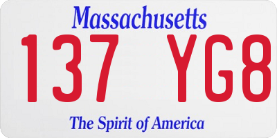 MA license plate 137YG8