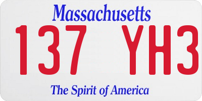 MA license plate 137YH3