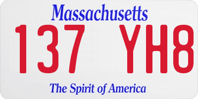 MA license plate 137YH8