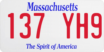 MA license plate 137YH9