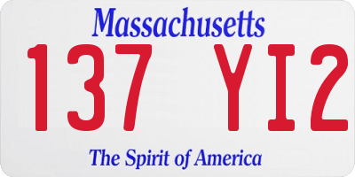 MA license plate 137YI2