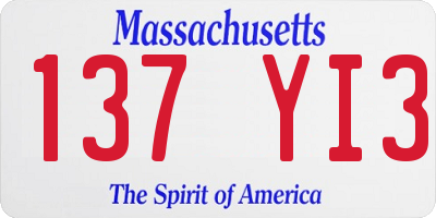 MA license plate 137YI3