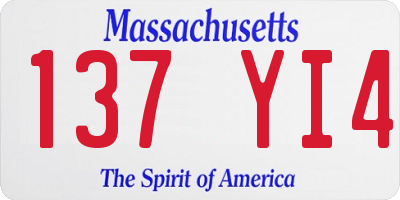 MA license plate 137YI4