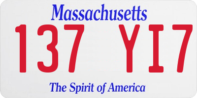 MA license plate 137YI7