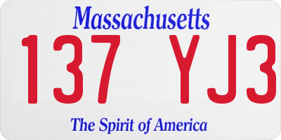MA license plate 137YJ3