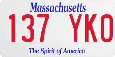 MA license plate 137YK0