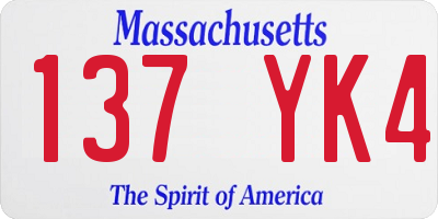 MA license plate 137YK4